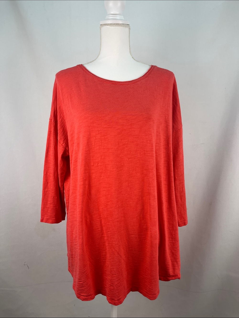 Chico's The Ultimate Tee Cotton Modal Slub Knit Top Coral Red Size 3 XL
